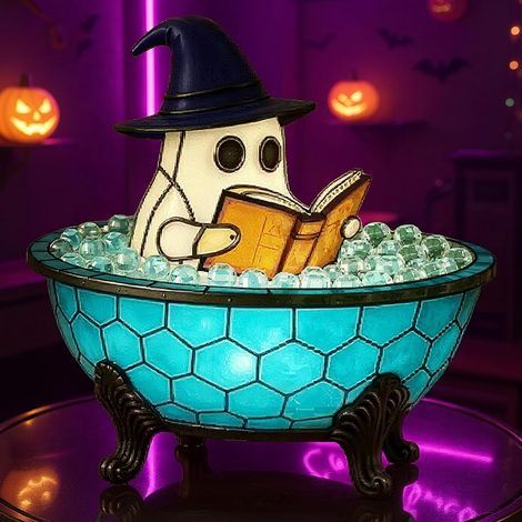 Lampe de bain moussante fantôme d'Halloween, lampe de lecture fantôme mignonne, veilleuses LED effrayantes (1 pièce) (1/5)