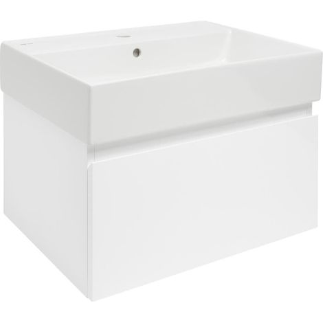 Ensemble meuble avec vasque SAT - B-WAY 1 - suspendu 59×30×45 vasque céramique 60,5×46,5 - Blanc (1/5)