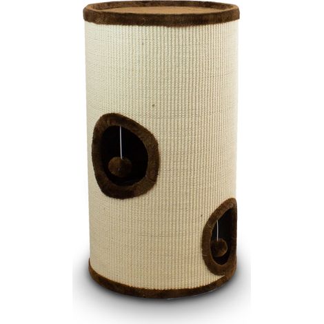 Sisaltonne Kratztonne Katzentonne Katzenbaum Katzenhöhle Kratzbaum mit Plüsch und Sisal 70 cm Braun