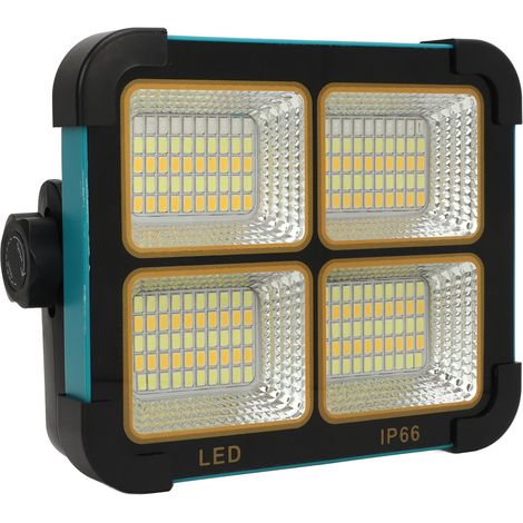 Wiederaufladbare, tragbare LED-Arbeitsleuchte mit Solarfunktion, 100 W, 10.000 lm, Farbtemperatur von 3.000 bis 6.000 K, IP66 wasserdicht, für den Außeneinsatz. (1/5)