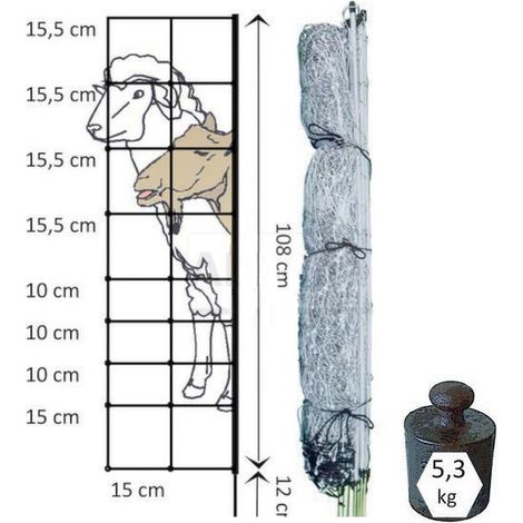 Rete Ovini Econet Nera/Bianca 45m 108cm per Ovini, Caprini, Alpaca