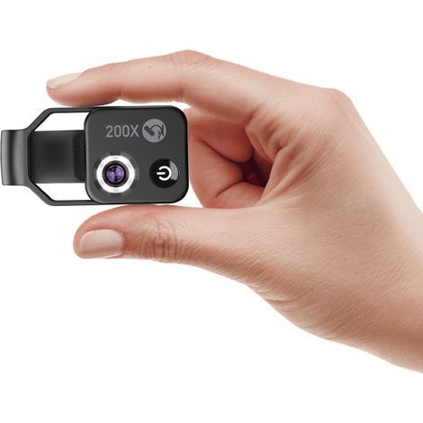 Loupe de poche 200X avec éclairage LED et filtre CPL pour iPhone Samsung - Lentille macro portable pour observations microscopiques (Noir) (1/5)