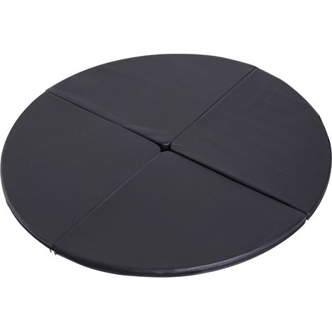 Tapis de gym rond 150 cm en plastique, épaisseur 5 cm pour pole dance, gymnastique et yoga, noir (1/5)