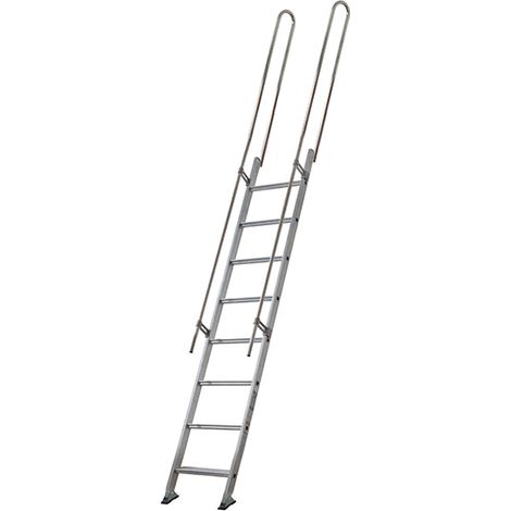 Scala in alluminio a gradini per soppalco - Gradini profondi 8.5cm - Altezza raggiungibile 1.83m - S15/11RS