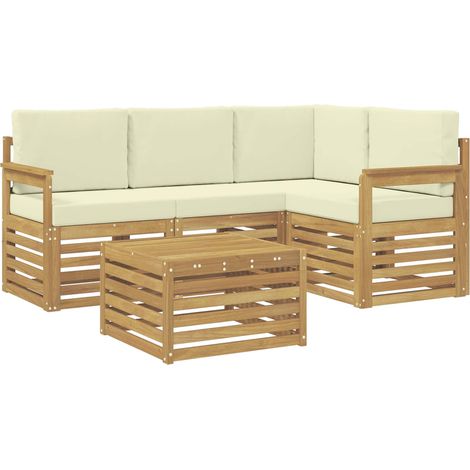 Set di divani da esterno 5 pcs Bianco e Crema 59 x 59 x 37 cm vidaXL