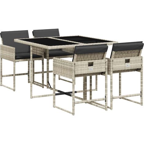 Maison Exclusive - Set Pranzo da Giardino 5pz con Cuscini Grigio Chiaro Polyrattan