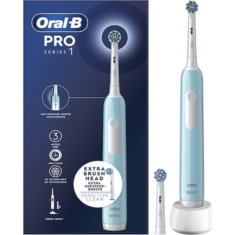 Oral-B PRO1TURQUOISE Series 1 Spazzolino elettrico oscillante rotante 3 modalita' timer 2 min 2 testine colore Blu (1/5)