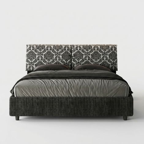 Contenedor cama matrimonio 160x190 tela Mados Giada Agata - Gris Oscuro