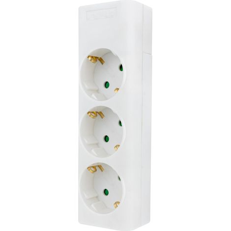 REV Ciabatta multipla senza cavo, 3 prese, max. 3680 W, colore: bianco (1/4)