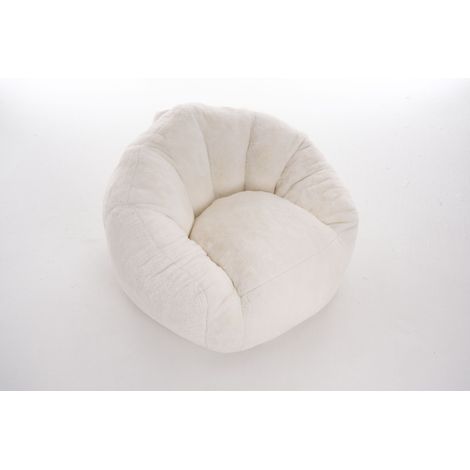 Fauteuil Pouf de Sol en Mousse à Mémoire de Forme, Dossier et Soutien Lombaire, Polyester Blanc (1/5)