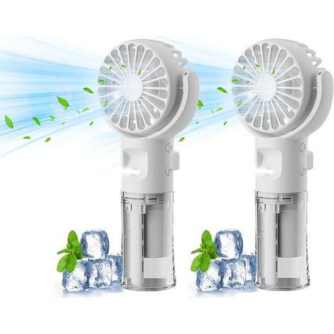 Handventilator mit Wasserkuehlung USB 4 Stufen 2er Pack Weiss (1/5)