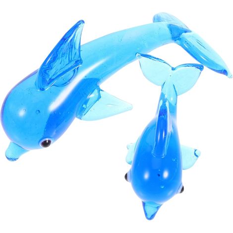 Figurines Décoratives de Cétacé, Lot de 2, Cristal Bleu pour Salon