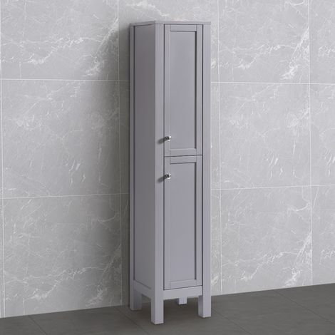 1600mm Traditional Tall Cabinet Cupboard Floor Standing Storage Furniture Unit Matte Grey (1/5)