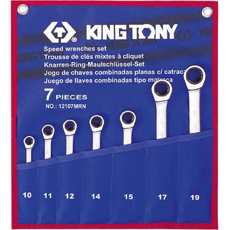 King Tony Jeu de 7 cles plate mixte a cliquet non reversibles - mrn