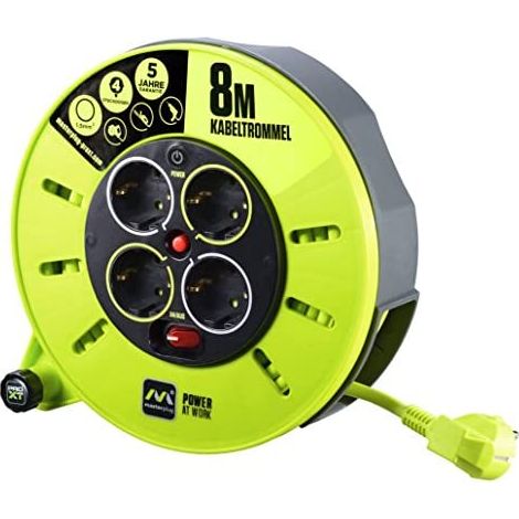 Goobay 51266 Enrouleur de câble 8.00 m vert Prise mâle + contact de protection A963121 (1/5)