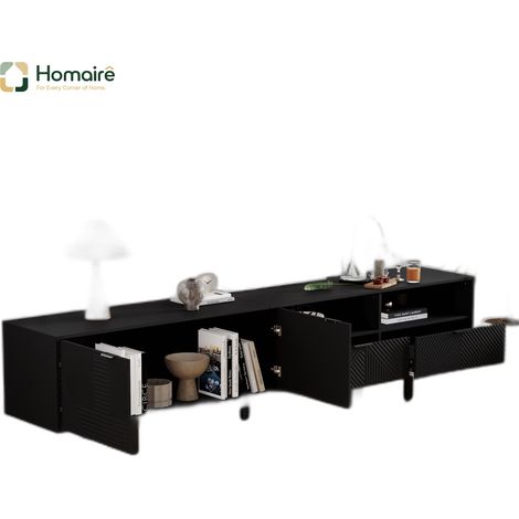 TV-Ständer aus Spanplatte Schwarz und Polyester 200 x 40 x 51 cm HOMAIRE (1/5)