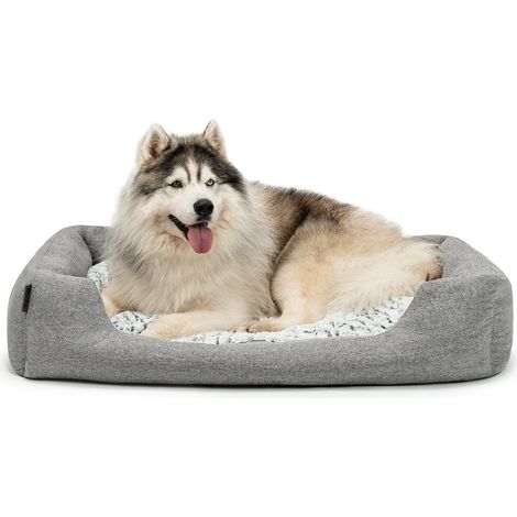 lionto Hundebett Hundekissen Hundekörbchen mit Wendekissen meliert Größe L 110x80 cm Farbe grau (1/5)