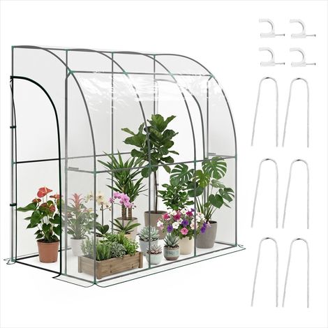 Serre de jardin Serre adossée 214 x 118 x 212 cm avec bâche PVC (1/5)