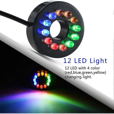 Pompe submersible 220 GPH (800 L/h, 15 W), ultra-silencieuse, équipée de 12 lumières LED de couleur et de 2 buses, cordon d'alimentation de 1,8 m, convient aux aquariums, bassins, etc. (1/4)