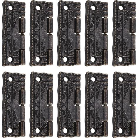 10 Pièces Charnières Vintage pour Boîtes Bois Quincaillerie Décorative Antique pour Meubles Charnières Métal Durables avec Motifs Artistiques pour Boîtes à Bijoux et Coffres (1/5)