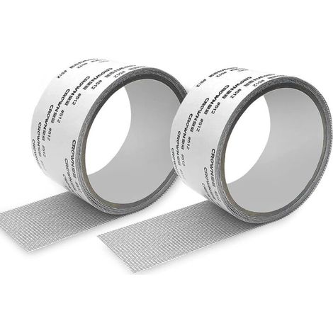 Ruban Adhésif en Fibre de Verre pour Réparer les Moustiquaires et Éléments en Maille, Rouleau de Moustiquaire avec Adhésif Premium, Réparation Rapide des Déchirures (-2PCS)