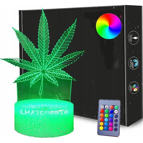 Lámpara de noche LED 3D de cáñamo con THC y control remoto. (1/5)