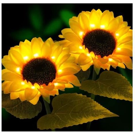 20 lampes solaires jardin, fleurs tournesol jaune, étanches IP65, 20 LED, décoration extérieure terrasse et allées