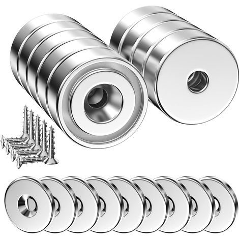 Aimant néodyme puissant de 12 kg de force, 20 x 7 mm, avec trou et capsule, disque magnétique fraisé ultra-puissant. (1/5)