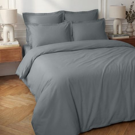 Housse de Couette en Percale Coton Soft Percale 240x220 cm Galet (1/5)