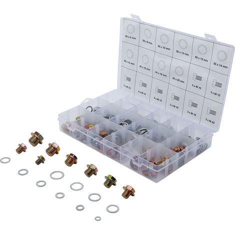 Surtido  de  tornillos  para  cárter  de  aceite  y  arandelas  de  sellado  de  aluminio  BGS,  534  piezas  -  8119 (1/3)