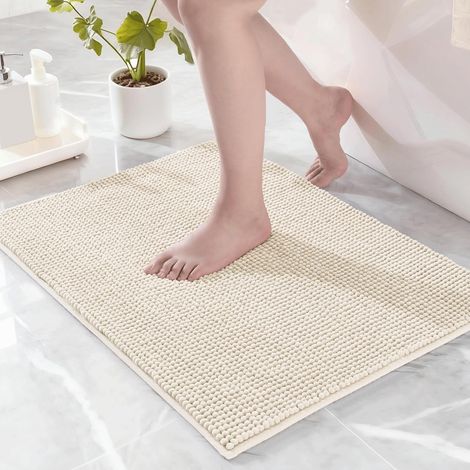Tapis de Bain Doux en Chenille, 50 x 80 CM, Beige (1/5)