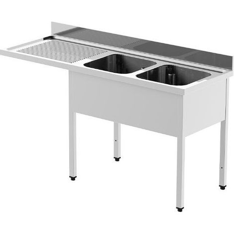 Plonge inox avec 2 éviers à droite - série 700 - long. 1800 mm - AFI COLLIN-LUCY