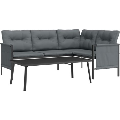 Salon de jardin meuble d'extérieur ensemble de mobilier 2 pièces anthracite acier (1/5)
