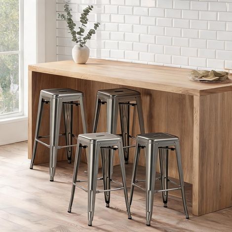 Tabouret de bar argento en acciaio 43 x 43 x 76 cm (1/5)