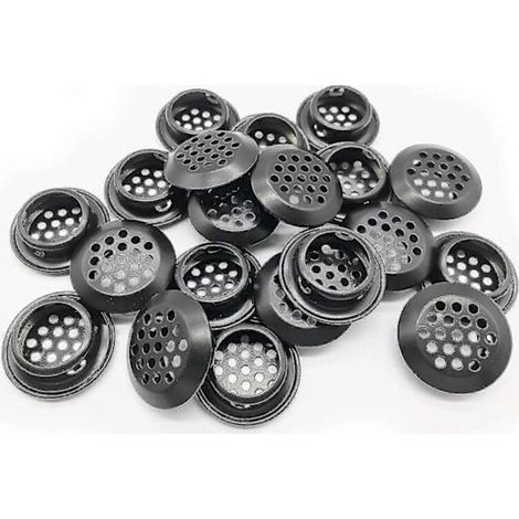 Confezione da 20 griglie di ventilazione rotonde per grondaia (25 mm) – Griglie di ventilazione circolari in rete di acciaio inox – Ideali per cucine, bagni, armadi e guardaroba (Nero) (1/5)