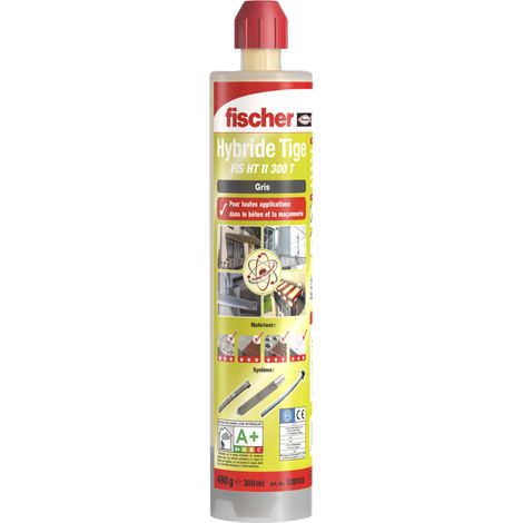 Fischer – Résine hybride FIS HT 300T pour béton fissuré et non fissuré – Ancrages dans béton humide – Kit de scellement chimique 300ml