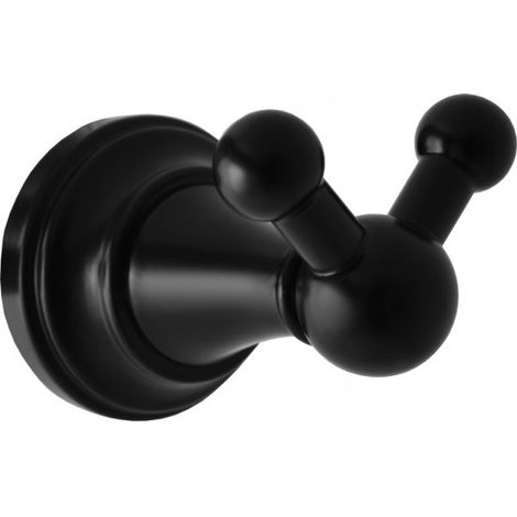Patère double rétro MORAVA en laiton noir 7,85x5,85x5,95 cm (1/2)
