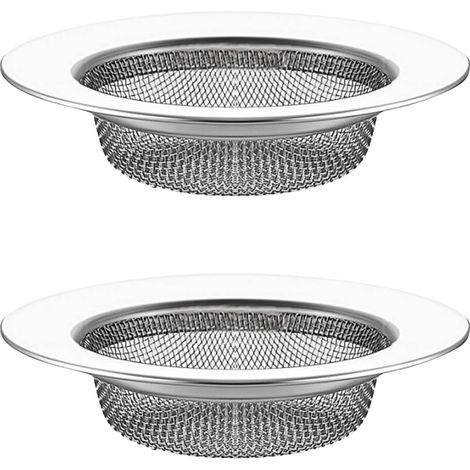 Lot de 2 Filtre d'évacuation, Acier inoxydable, 7,7 cm, Maille fine, Poignée ergonomique, Cuisine Salle de bain (1/5)