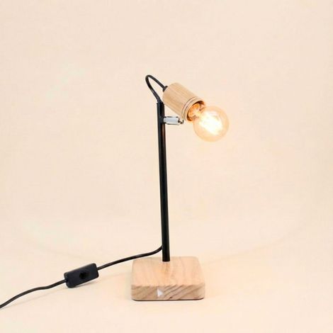 Lampe de bureau en métal et bois 32cm