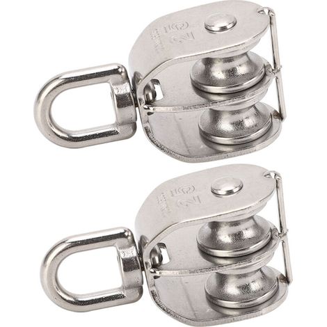 2 pièces Double poulie en acier inoxydable M25 Double bloc de poulie 150kg roulement poulie pivotante roue rouleau