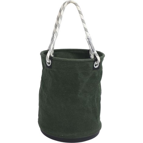Seau en toile 40 x 30 cm, supportant une charge de 30 kg, fond en plastique, rangement pour clous, boulons et outils, idéal pour les travaux d'entretien (vert). (1/5)
