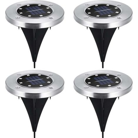 Ulisem Lot de 4 disques solaires à LED spots de jardin à planter (1/5)