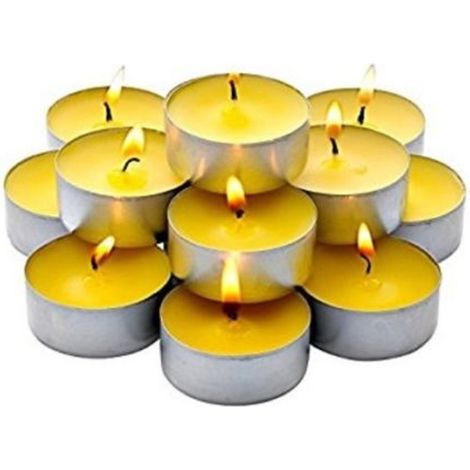 MAURY'S CANDELINE TEA LIGHT 30 PZ GIALLE CON OLIO DI CITRONELLA E BASE IN METALLO (1/5)