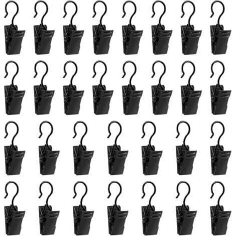 Pinces à rideaux en fer noir – Lot de 30 pièces avec crochets intégrés, pour douche, fenêtre et décoration intérieure (1/5)
