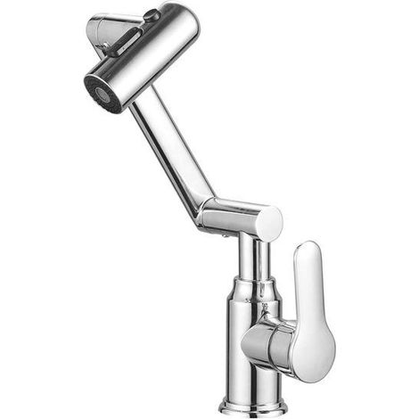 Robinet - AVIZAR - Bras articulé à tête orientable - Finition chromée - Levier latéral - Gris