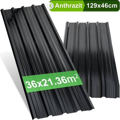Jiubiaz Trapezblech Set 36-teilig, 129 x 46 cm, Profilblech, Anthrazit, inkl. Schnittschutzhandschuhe (1/5)