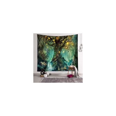 70.8x90 inch Tenture Murale Arbre de la Vie, Tapisserie Psychédélique Tapisseries Chutes d'eau sous Arbre Ancien, Tapestry Murale de Fée Décoration Tenture Couverture pour Chambre Salon (1/5)