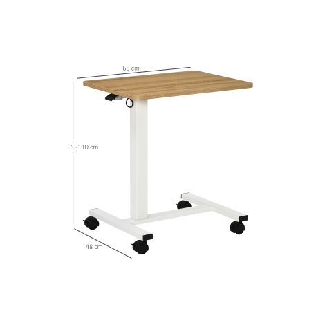 Bureau assis-debout réglable en hauteur avec roulettes, en C, gain de place, table pour ordinateur portable, naturel blanc, 70-110 cm, jusqu'à 70 kg (1/5)