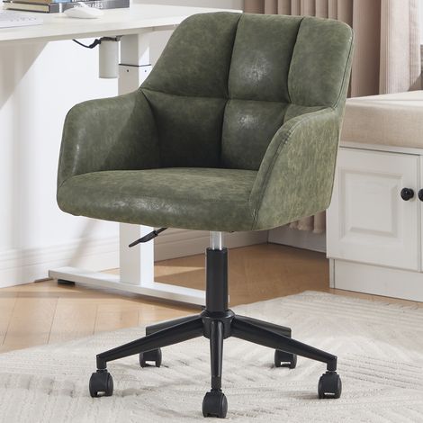 Wahson Chaise de Bureau en Cuir PU, Fauteuil de Bureau à Roulettes Chaise Bureau Réglable en Hauteur Pour Bureau/Maison, Vert