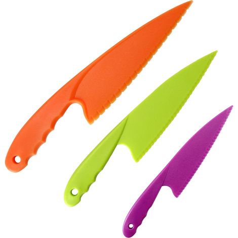 Couteau Enfant - Couteau Cuisine Plastique Sans Risque - Pour Découper Fruits Légumes Pain - Lot De 3 Tailles Différentes (1/5)